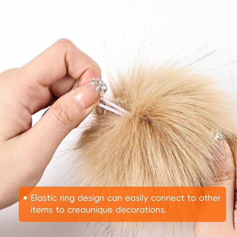 Daieeparty Daieparty 24 Pcs Dark Color Faux Fur Pom Pom Balls,Fluffy Pompom Balls with Elastic Loop Ball Detachable Knitting Accessories for Knitting Hats Beanies Shoes,Scarves,Glove - Image 3